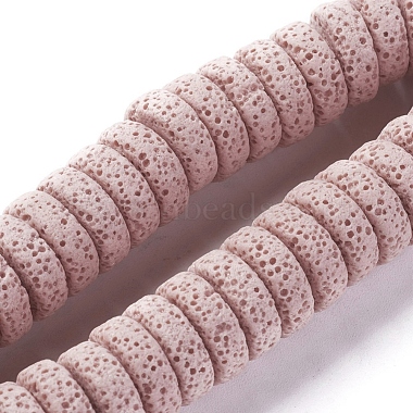 15mm Pink Flat Round Lava Beads