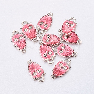 Antique Silver Pink Owl Alloy+Enamel Pendants