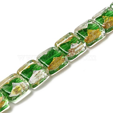 Green Square Gold & Silver Foil Beads