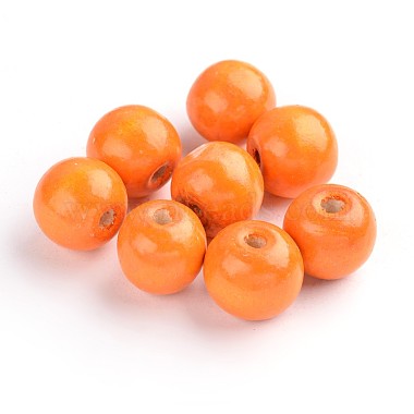 19mm Orange Round Wood Beads