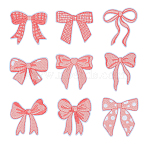 Computerized Embroidery Cloth Iron on/Sew on Patches, Costume Accessories, Appliques, Bowkont, Light Coral, 48.5~67x54~62x1.5mm, 9pcs/style(FIND-WH0199-08)