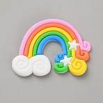 PVC Plastic Cabochons, Rainbow with Cloud, Colorful, 40x50x3.5mm(KY-WH0045-75)