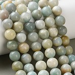 Natural Flower Amazonite Beads Strands, Round, Smooth, 10~10.5mm, Hole: 0.8mm, about 39pcs/strand, 15.59 inch(39.6cm)(G-C284-C01-10mm)