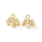 Brass with Clear Cubic Zirconia Ice Pick Pinch Bails, Flower, Real 18K Gold Plated, 9x9x7mm, Hole: 1.2mm(KK-G551-01G-01)