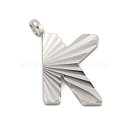 304 Stainless Steel Charms, Handmade Engrave Figure, Full Polished, Stainless Steel Color, Letter K, 13.5x10.5x2mm, Hole: 1.8mm(STAS-G345-01P-K)