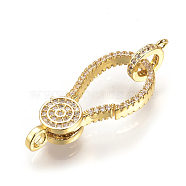 Brass Micro Pave Cubic Zirconia Lobster Claw Clasps, Golden, 28.5x12.5x4.5mm, Hole: 2.5mm(ZIRC-S058-08G)