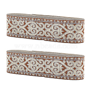 Ethnic Style Embroidery Polyester Ribbons, Jacquard Ribbon, Tyrolean Ribbon, Garment Accessories, Floral Pattern, BurlyWood, 1-1/4 inch(33mm), 0.3mm, about 7.66 Yards(7m)/pc(OCOR-WH0070-10C-09)