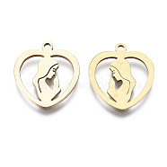 201 Stainless Steel Pendants, Laser Cut, Heart with Virgin Mary, Golden, 17.5x15.5x1mm, Hole: 1.4mm(X-STAS-T044-193G)