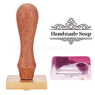 Brass Wax Seal Stamp Head & Pearwood Handle Kit, for DIY Soap, Scrapbook, Word, Head: 40x40x10mm, Handle: 78.3~78.5x22mm, 2pcs/set(AJEW-OC0002-85J)