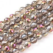 Electroplate Glass Beads Strands, Half Plated, Faceted, Strawberry, Purple Plated, 6~6.5x6mm, Hole: 1.2mm, about 78pcs/strand, 18.9 inch(48cm)(EGLA-L018-A-HP03)