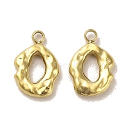 304 Stainless Steel Charms, Textured, Oval Charms, Real 14K Gold Plated, 14.5x10x2mm, Hole: 1.4mm(STAS-L022-138G)