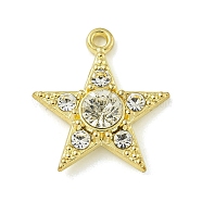 Zinc Alloy Crystal Rhinestone Pendants, Golden, Star, 19x17.5x5mm, Hole: 1.6mm(PALLOY-F310-05G-01)