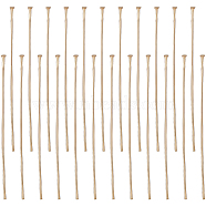 304 Stainless Steel Flat Head Pins, for Jewelry Making, Real 16K Gold Plated, 45x0.7mm, 21 Gauge, about 200pcs/box(STAS-BBC0004-37B)