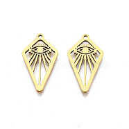201 Stainless Steel Pendants, Kite with Eye, Real 18K Gold Plated, 21.5x12x1mm, Hole: 1.2mm(STAS-N091-141LG)