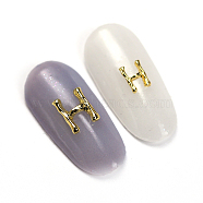 Alloy Cabochons, Nail Art Decoration Accessories, Letter, Golden, Letter.H, 6x4.5mm(MRMJ-Q013-159H)