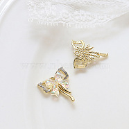 Alloy Cubic Zirconia Pendants, with Resin, Golden, Bowknot, 19x16mm(INS-PW0001-12A-G)