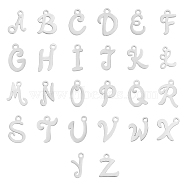 26Pcs 26 Style 201 Stainless Steel Charms, Laser Cut, Alphabet A~Z, Stainless Steel Color, 10~13x4.5~10x1mm, Hole: 1.4mm, 1pc/style(STAS-UN0022-92P)