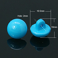Acrylic Shank Buttons, Opaque Acrylic Button Beads, Half Round, Deep Sky Blue, bout 10.5mm in diameter, 10mm thick, hole: 2mm, about 1350pcs/500g(SACR-530-04)