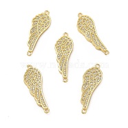 Brass Micro Pave Clear Cubic Zirconia Connector Charms, Wing Links, Real 18K Gold Plated, 31.5x11x2mm, Hole: 1.5mm(KK-E068-VB063)