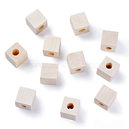 Unfinished Wood Beads, Natural Wooden Beads, Lead Free, Cube, Large Hole Beads, 19~20x19~20x20mm, Hole: 8~8.5mm(WOOD-TA0001-05-LF)