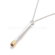 Brass Matchstick Pendant Necklaces, with Lobster Claw Clasps, Lead Free & Cadmium Free, 925 Sterling Silver Plated, 17.91 inch(45.5cm)(NJEW-F279-01S-RS)