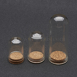 Glass Dome Cloche Cover, Bell Jar, with Cork Base, For Doll House Container, Dried Flower Display Decoration, Clear, 36.5~71.5x22~28mm(X-AJEW-P043)