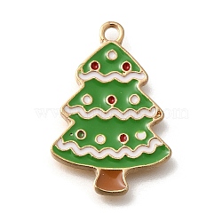 Christmas Theme Alloy Enamel Pendants, Light Gold, Christmas Tree, 24.5x16x1.5mm, Hole: 1.8mm(ENAM-Q509-01KCG-14)