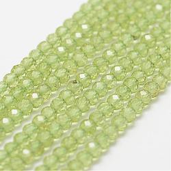 Natural Peridot Bead Strands, Faceted, Round, 3mm, Hole: 0.5mm, about 120~124pcs/strand, 12.8 inch(325mm)(G-P271-3mm-12)