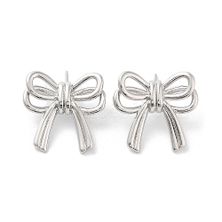 Rack Plating Brass Stud Earring, Cadmium Free & Lead Free, Long-Lasting Plated, Bowknot, Platinum, 21x22.5mm(EJEW-C081-30P)