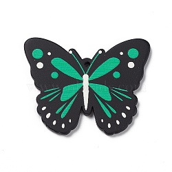 Opaque Resin Pendants, Butterfly Charms, Sea Green, 30.5x39.5x2.5mm, Hole: 1.6mm(RESI-I049-01D)