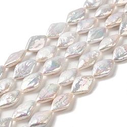 Natural Baroque Pearl Keshi Pearl Beads Strands, Cultured Freshwater Pearl, Rhombus, Grade 6A+, Old Lace, 14x9x3.5~5mm, Hole: 0.7mm, about 27pcs/strand, 15.24''(38.7cm)(PEAR-E016-009)