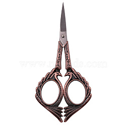 Stainless Steel Phoenix Scissors, Alloy Handle, Embroidery Scissors, Sewing Scissors, Red Copper & Stainless steel Color, 12.6cm(SENE-PW0004-02A-03)
