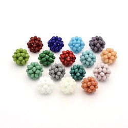 Imitation Jade Glass Round Woven Beads, Cluster Beads, Mixed Color, 14mm, Beads: 4mm(X-GLAA-A034-4mm-B)