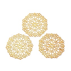 Iron Filigree Joiners, Etched Metal Embellishments, Flower, Golden, 50x50x0.5mm, Hole: 1.8mm(FIND-B020-07G)