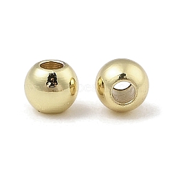 Rack Plating Brass Round Beads, Long-Lasting Plated, Cadmium Free & Lead Free, Real 18K Gold Plated, 4x3.5mm, Hole: 1.4mm(KK-A235-01G-03)