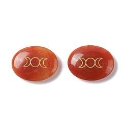 Natural Red Aventurine Massager, Worry Stone, Oval with Triple Moon, 33x43x11~12mm(G-E579-03B)
