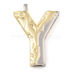 Brass Pendants, Real 18K Gold Plated And Platinum, Letter Charms, Letter Y, 26.5x19x4mm, Hole: 3.5x2mm(PALLOY-S036-01G-Y)