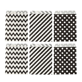 120Pcs 3 Patterns Kraft Paper Bags, No Handles, for Food Storage Bags, with Polka Dot/Stripe/Wave Pattern, 40pcs/pattern