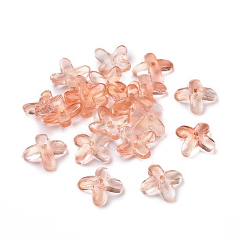 Glass Beads, for Jewelry Making, Flower, Light Salmon, 9.5x9.5x3.5mm, Hole: 1mm