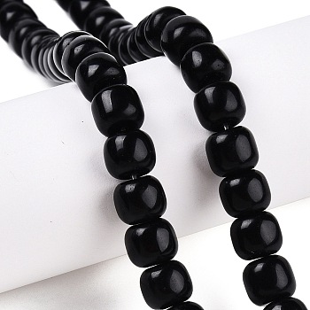 Naturla Obsidian Beads Strands, Barrel, 10~10.5x9~9.5mm, Hole: 1.2mm, about 41~43pcs/strand, 14.37~16''(36.5~40cm)