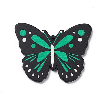 Opaque Resin Pendants, Butterfly Charms, Sea Green, 30.5x39.5x2.5mm, Hole: 1.6mm