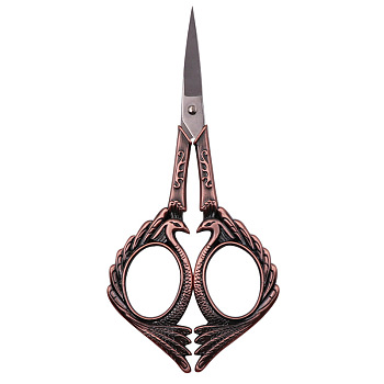 Stainless Steel Phoenix Scissors, Alloy Handle, Embroidery Scissors, Sewing Scissors, Red Copper & Stainless steel Color, 12.6cm