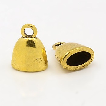 Tibetan Style Cord Ends, Antique Golden, Lead Free & Cadmium Free, 13x10x7mm, Hole: 2mm