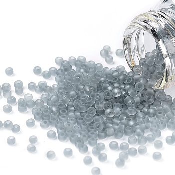 TOHO Round Seed Beads, Japanese Seed Beads, (9F) Transparent Frost Light Gray, 11/0, 2.2mm, Hole: 0.8mm, about 1110pcs/10g