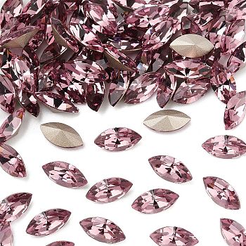 Preciosa&reg MAXIMA Crystal Fancy Stones, Czech Crystal, 435 14 615 Navette(Horse Eye), Dura Foiling, 20020 Light Amethyst, 10x5mm