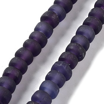 Handmade Lampwork Beads, Column, Dark Slate Blue, 10x6.5~7mm, Hole: 2.8mm, about 94pcs/strand, 25.39''(64.5cm)