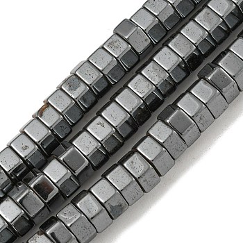 Non-magnetic Synthetic Hematite Beads Strands, Hexagon, 6x3mm, Hole: 1.2mm, about 128pcs/strand, 15.75''(40cm)