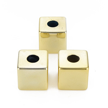 UV Plating Acrylic European Beads, Cube, Gold, 20x20x20mm, Hole: 8mm