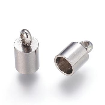 304 Stainless Steel Cord Ends Glue in Barrel End Caps, Leather Cord Finding Kit for Kumihimo Jewelry and Tassel Making, Stainless Steel Color, 9x5mm, Hole: 1.8mm, Inner Diameter: 4mm