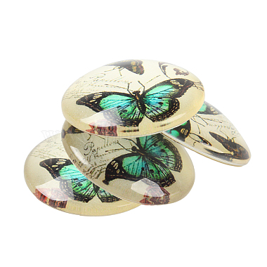 Butterfly Printed Glass Half Round/Dome Cabochons(GGLA-N004-25mm-C)-4